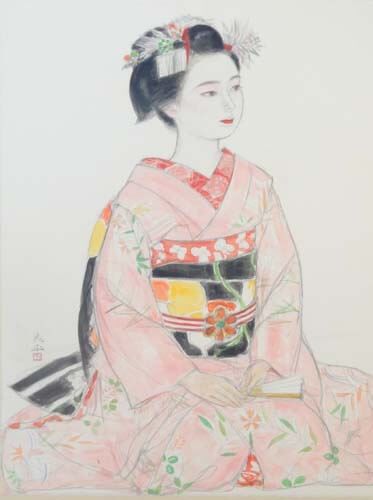 美品 掛け軸 日本画家 三輪良平筆 舞(美人画)図 リトグラフ 縁起物 Yahoo!オークション -「三輪良平」の落札相場・落札価格