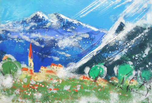 西村計雄 「アルプス」 油絵・油彩画 絵画 Yahoo!オークション - 西村計雄 「アルプス」 油絵・油彩画 絵画
