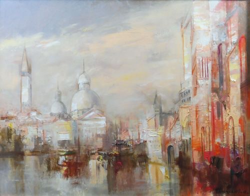 ヴェニス朝陽 | 鶴岡義雄 買取・作品 | 洋画、絵画高額査定はアート