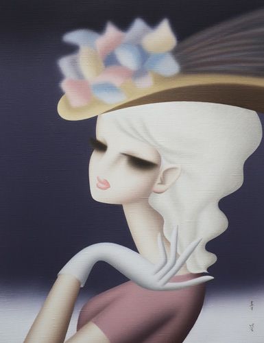 花の帽子 | 東郷青児 買取・作品 | 洋画、絵画高額査定はアート買取協会