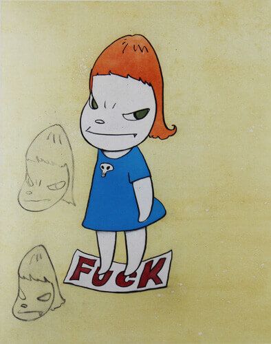 奈良美智 木版画 On the F-word 奈良美智 On the F-word 木版画 ED35 - メルカリ