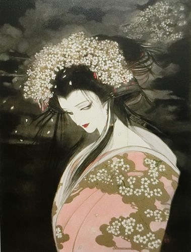 天野喜孝　「桜姫」　ミクスドメディア　直筆サイン・エディション・作品証明書有り 天野喜孝 「桜姫」 ミクスドメディア 直筆サイン・エディション・作品