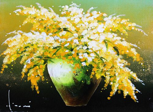 立川広己 F3号キャンバス画 肉筆 油彩 絵画 ミモザ 美術品 ミモザ | 立川広己 買取・作品 | 洋画、絵画高額査定はアート