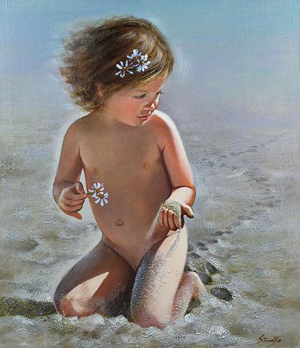 砂と少女 | 藤岡心象 買取・作品 | 洋画、絵画高額査定はアート