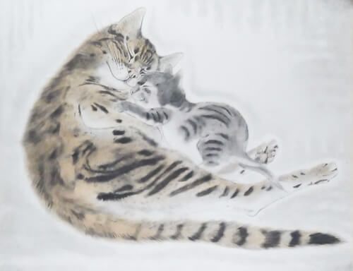 親子猫「猫十態」より | 藤田嗣治 買取・作品 | 洋画、絵画高額査定は