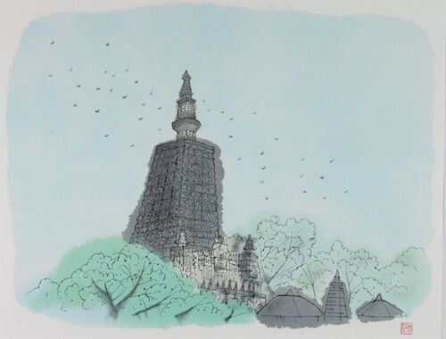 ブッダガヤの大塔 | 平山郁夫 買取・作品 | 日本画、絵画高額査定は