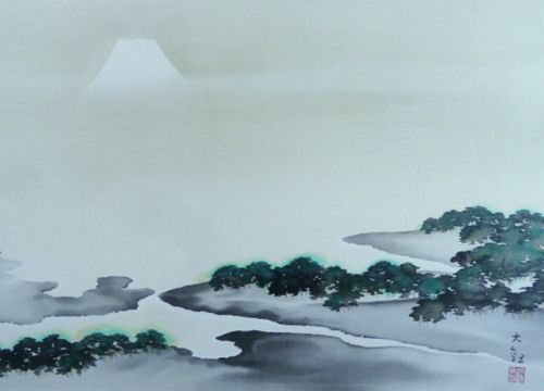 「三保の富士」横山大観  リトグラフ(石版画)  日本画 横山大観 「霊峰富士（霊峰不二）」 リトグラフ 石版画 額入り 風景画
