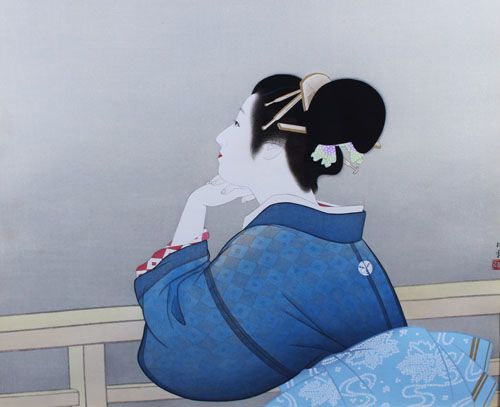 上村松園「待月」シルクスクリーン