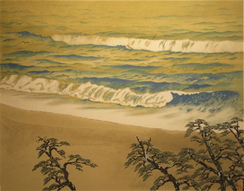 横山大観『春風萬里乃涛』 リトグラフ 絵画 美術 芸術 額装 美術品 横山大観『春風萬里乃涛』 リトグラフ 絵画 美術 芸術 額装 美術品