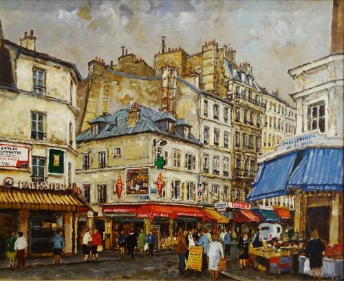 モンマルトルの市場 | 嶋津俊則 買取・作品 | 洋画、絵画高額査定は