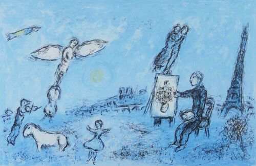 画家とその二重像 | マルク・シャガール 買取・作品 | 洋画、絵画高額