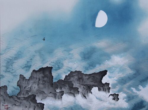 絵画 横山大観（よこやまたいかん）『海潮四題・秋』（か