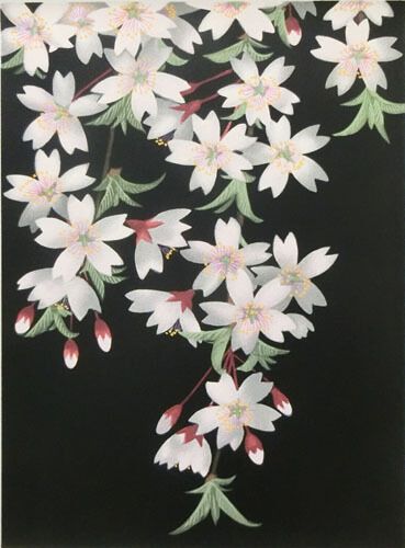 中島千波 「桜花春宵」リトグラフ　版画　桜　日本画　限定 中島千波 「桜花春宵」リトグラフ版画桜日本画限定