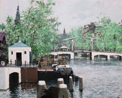 小田切訓 リトグラフ 「ハネ橋のある運河」 額装 絵画 ハネ橋のある運河 | 小田切訓 買取・作品 | 洋画、絵画高額査定は