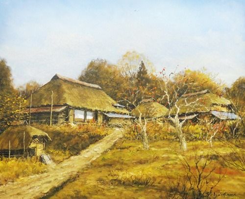 お得，本物保証 【真作】【WISH】石川茂男「柿生秋景 神奈川県川崎市麻生」