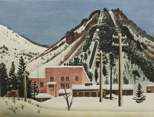 雪の発電所 | 岡鹿之助 買取・作品 | 洋画、絵画高額査定はアート買取協会