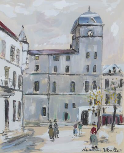 Maurice Utrillo　古びた 中学校 霊感の村 古びた中学校 | モーリス・ユトリロ 買取・作品 | 洋画、絵画