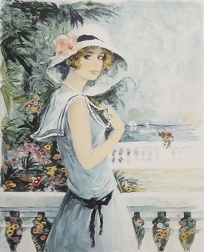 テラス前の少女 | ベルナール・シャロワ 買取・作品 | 洋画、絵画高額 