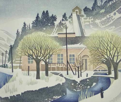 村の発電所 | 岡鹿之助 買取・作品 | 洋画、絵画高額査定はアート買取協会