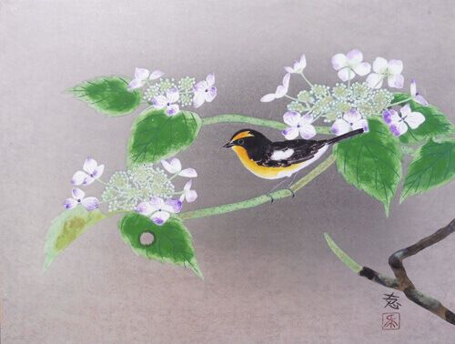 あじさい小鳥 | 堀川えい子 買取・作品 | 日本画、絵画高額査定は