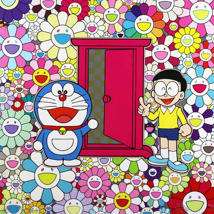 お花畑の中の「どこでもドア」ポスター 村上隆 お花畑の中の「どこでもドア」 | 村上隆 買取・作品 | 現代アート