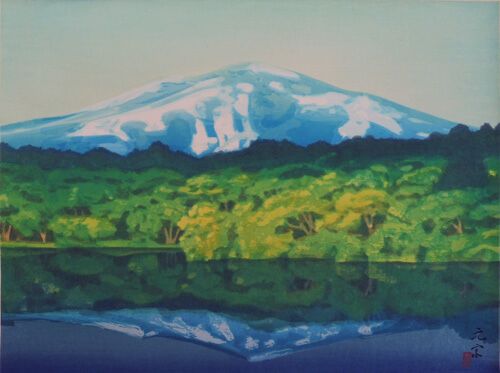 奥田元宗／限定 木版画「朝湖」山水画：解説付き 朝湖 | 奥田元宋 買取・作品 | 日本画、絵画高額査定はアート