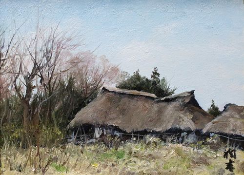 向井潤吉、【山野新雪（長野県上水内郡戸隠村越水）】、希少な額装用画集画 向井潤吉、【山野新雪（長野県上水内郡戸隠村越水）】、希少な