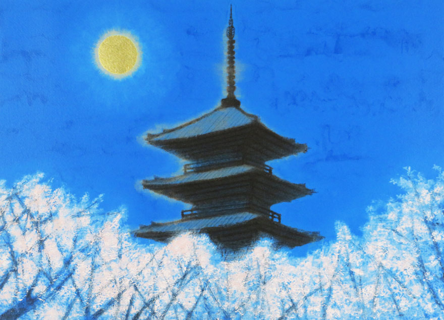 仁和寺の夜桜・京都 | 平山郁夫 買取・作品 | 日本画、絵画高額