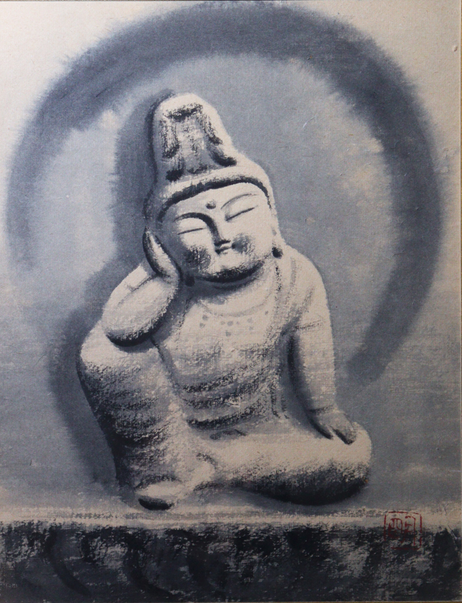 穐月明 籠の牡丹 日本画 はなれる