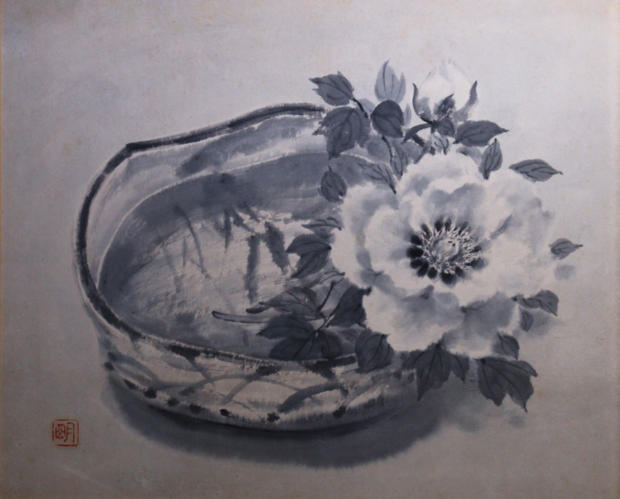 鉢の牡丹 | 穐月明 買取・作品 | 掛軸、日本画、絵画、骨董品・古美術