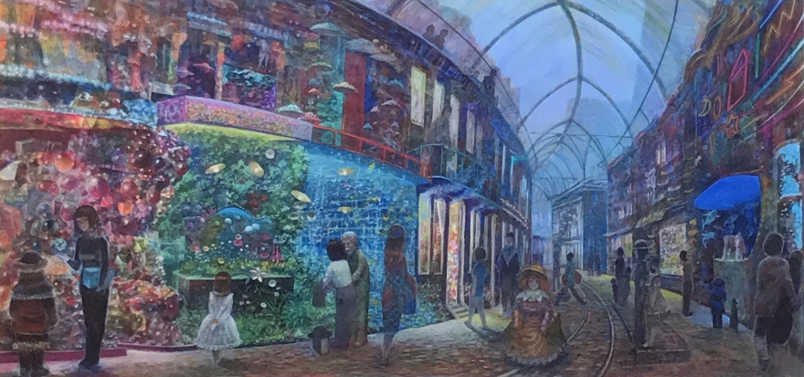 アーケードのにぎわい | 井上直久 買取・作品 | インテリアアート