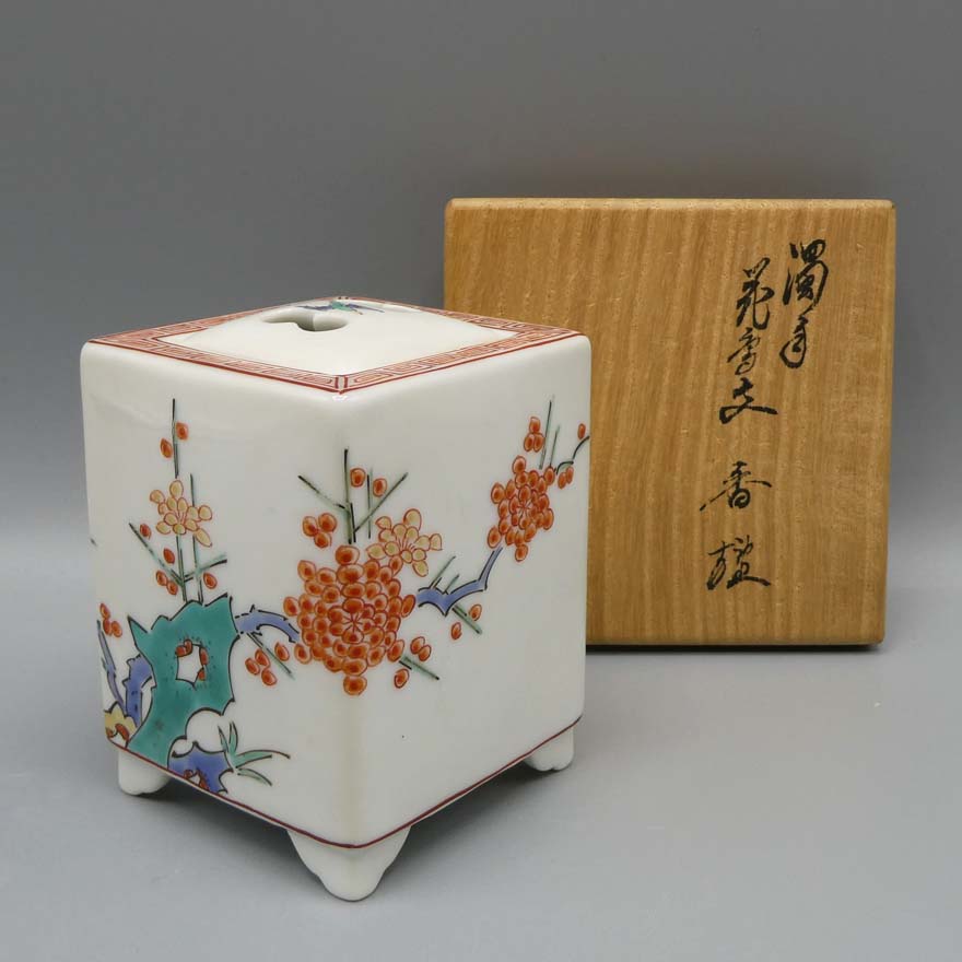 濁手花鳥文香炉 | 酒井田柿右衛門 買取・作品 | 茶道具、陶磁器（陶器