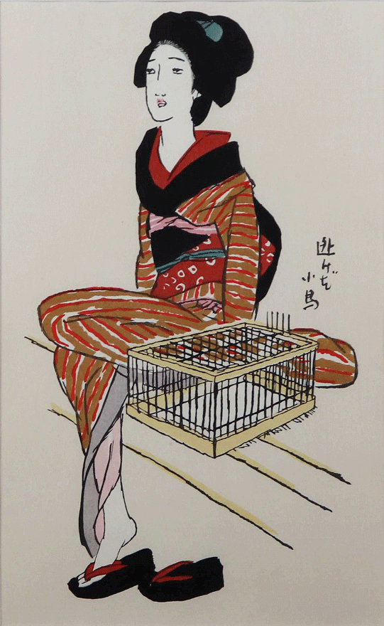逃げた小鳥 | 竹久夢二 買取・作品 | 掛軸、日本画、絵画、骨董