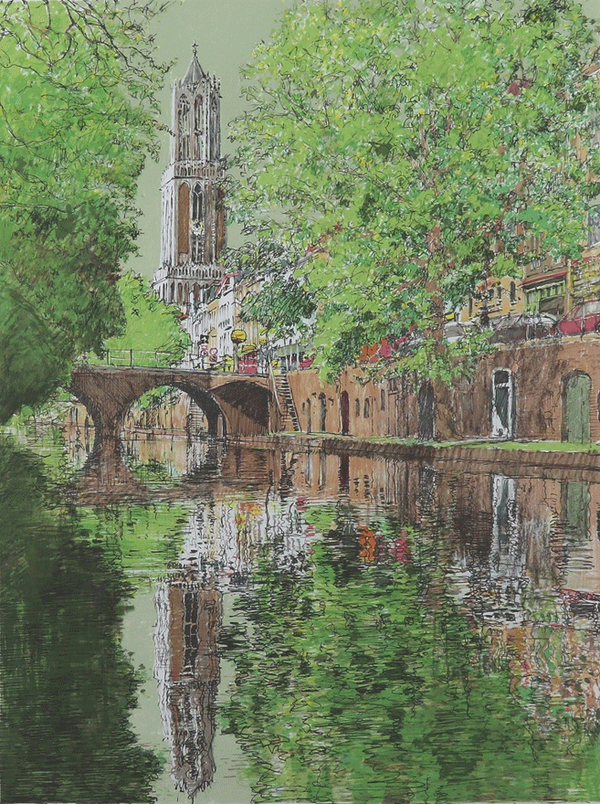 送料無料】小田切訓 リトグラフ 大運河