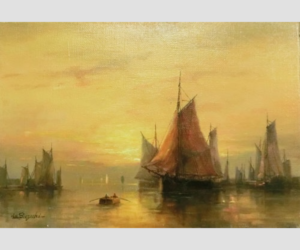 海を渡る帆船を描いた画家