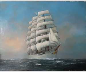 海を渡る帆船を描いた画家