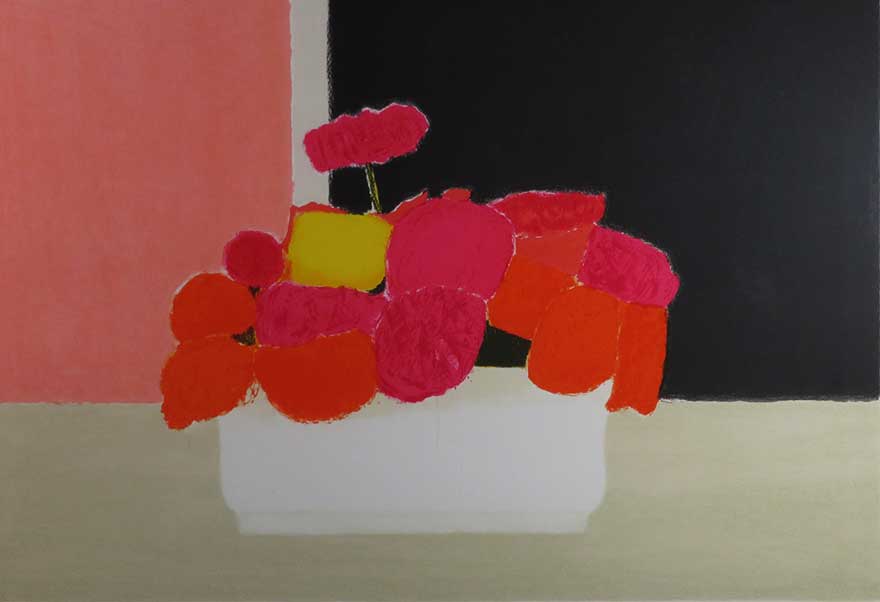 ベルナール カトラン「赤いテーブルのムスティエの鉢植え」 ベルナール カトラン「赤いテーブルのムスティエの鉢植え」 赤い