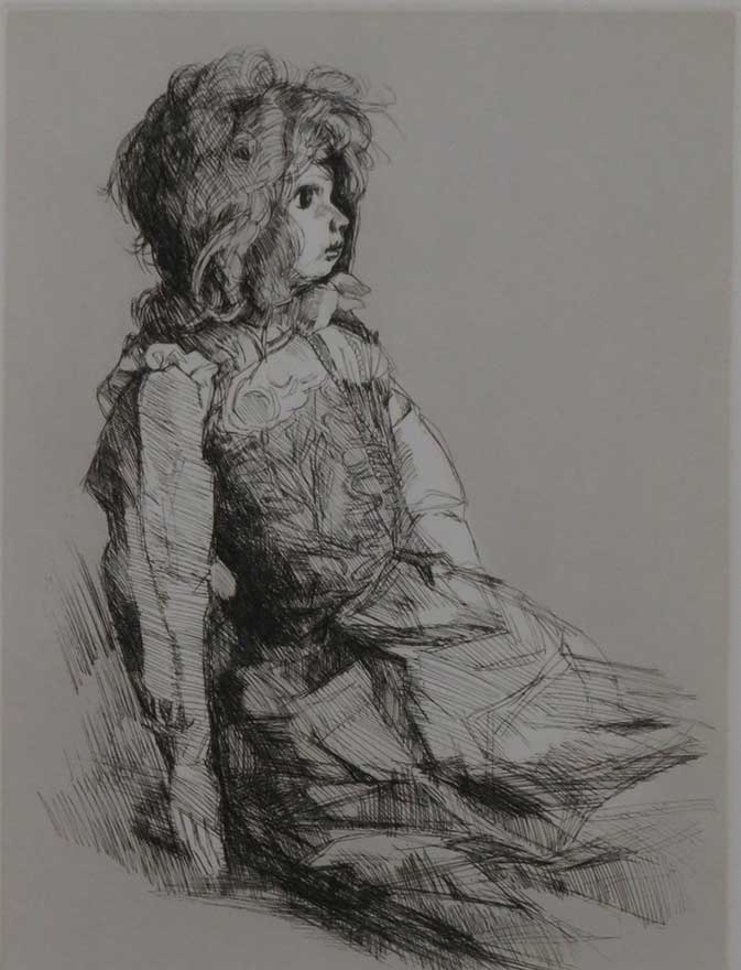 小磯良平リトグラフフランス人形 小磯良平 「フランス人形」 版画 | 美濃和紙・掛軸・絵画の販売