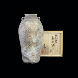 窯変象嵌縄文壺