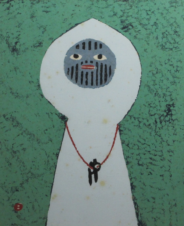 畦地梅太郎　白い山男　AP版　サイン入り 美品 畦地梅太郎「いつくしみ」木版画 直筆サイン入り 1971年作