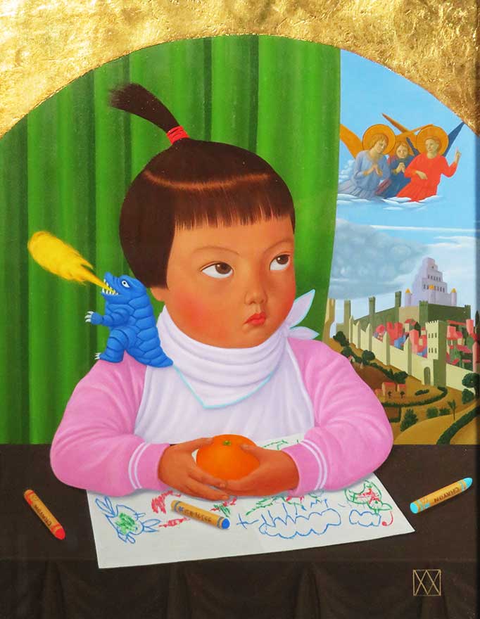 渡部 満 「ナルシス」油彩８号 2001年作　渡部画伯の直筆、真作 渡部 満 「ナルシス」油彩8号 2001年作 渡部画伯の直筆・真作