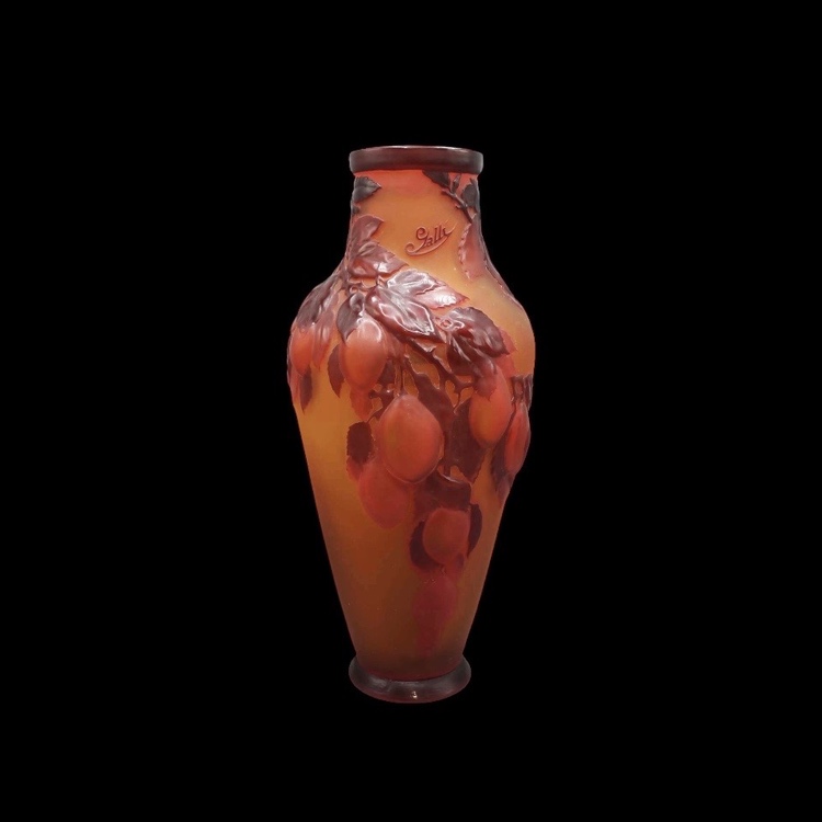 プラム文花瓶 | エミール・ガレ 買取・作品 | ガラス工芸、中国美術