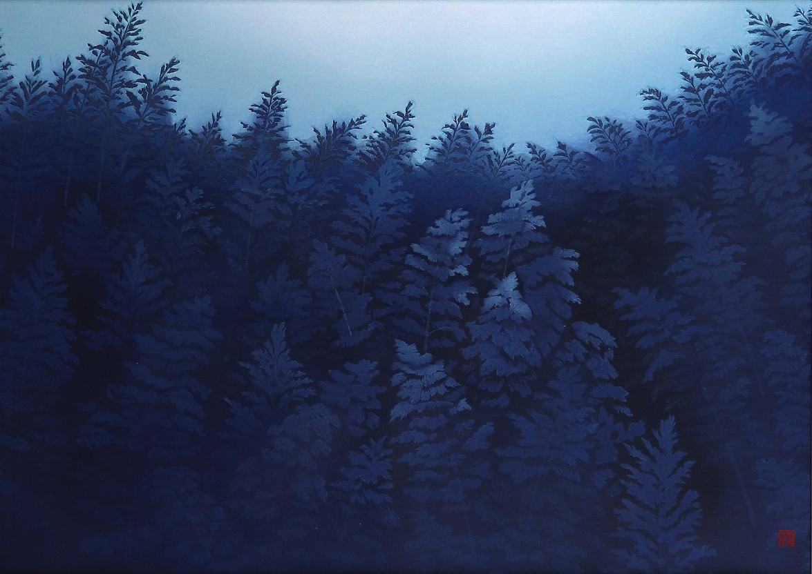 絵画　 肉筆手描き 風景　東山魁夷「月篁」 サイン　M10サイズ　額装済み 絵画 肉筆手描き 風景 東山魁夷「月篁」 サイン M10サイズ 額装
