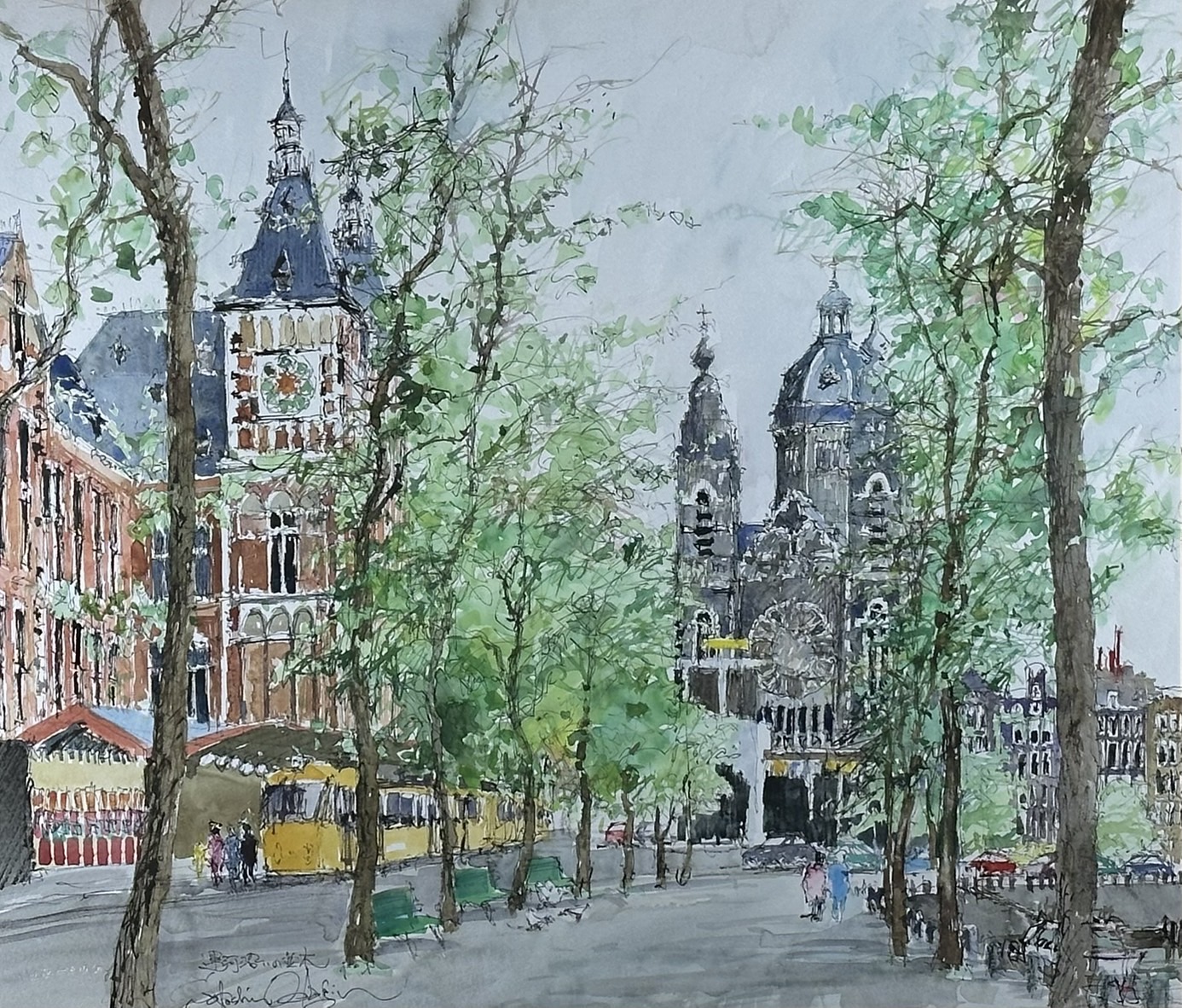 運河沿いの並木 | 小田切訓 買取・作品 | 洋画、絵画高額査定はアート