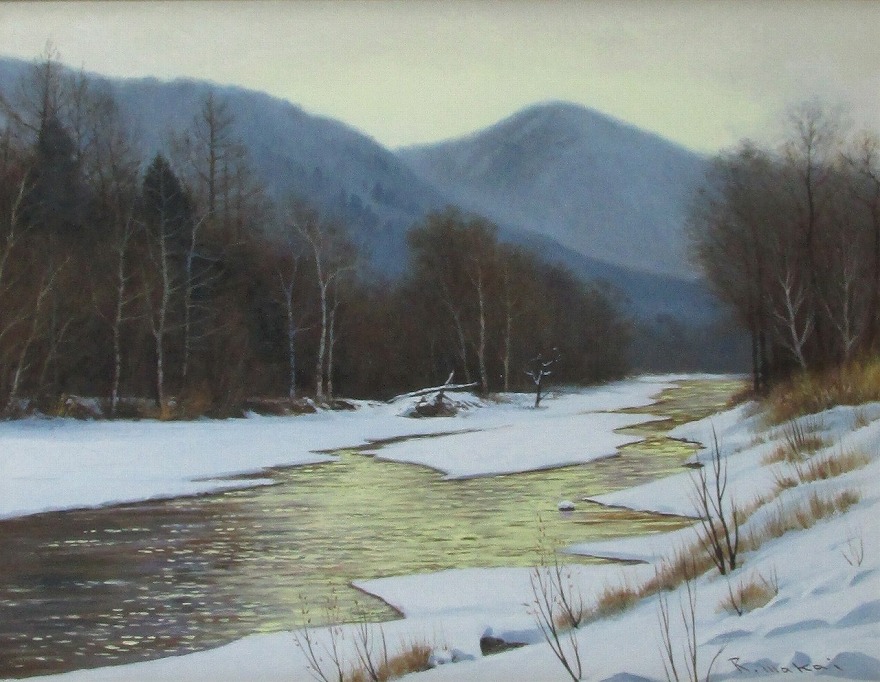 雪の川残照 | 若井良一 買取・作品 | 洋画、絵画高額査定はアート買取協会