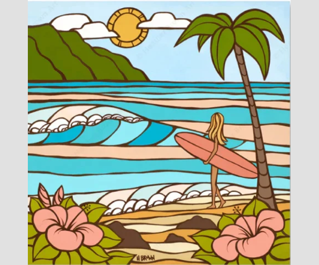 M*n様 ヘザーブラウン Beach Cruise 絵画 Beach Cruise - Matted Paper Print - Heather Brown Art