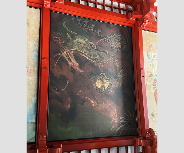 日本画家 川端龍子作 工芸画 「金鱗飛沫」 額装 C 4323B