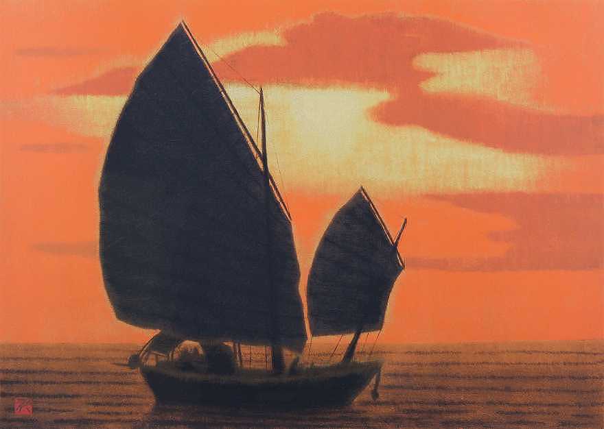 海のシルクロード・中国帆船 | 平山郁夫 買取・作品 | 日本画