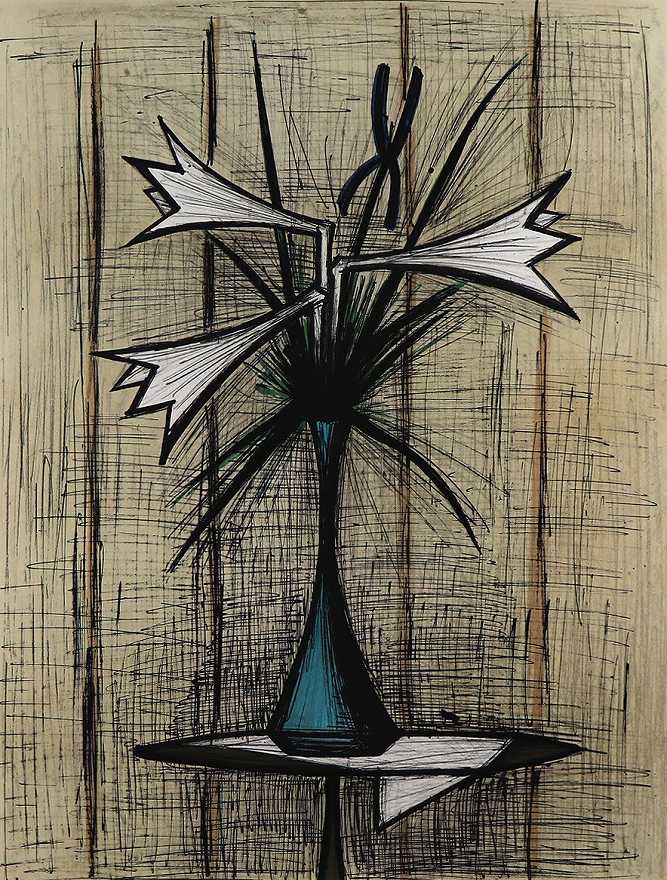 ユリとアイリス | ベルナール・ビュッフェ 買取・作品 | 洋画、絵画 