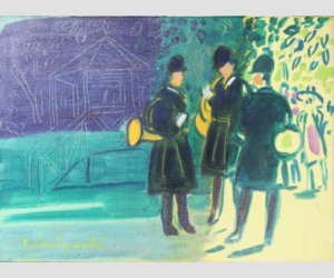 窓辺に光が差し、音楽が聞こえる　坂口紀良が描いた南欧の風景